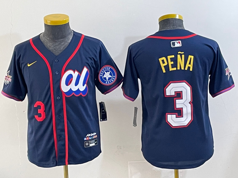 Youth 2025 Houston Astros #3 Pena Drak Blue All star Nike MLB Jersey style 005